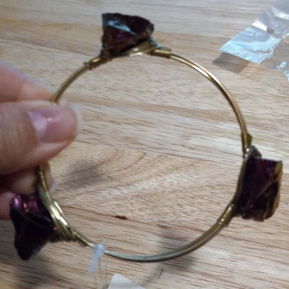 NEW!!! Purple Druzy Stone Gold-Tone Wired Cuff Bracelet w/Free Shipping!! - Picture 7 of 12